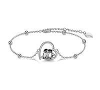 YAFEINI Penguin Anklets Sterling Silver Hugging Penguins Cute Animal Christmas Jewelry for Women Sister