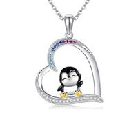 YAFEINI Penguin Gifts for Women 925 Sterling Silver Penguin Necklace Heart Penguin Pendant Jewellery for Penguin Lovers