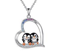 YAFEINI Penguin Gifts for Women Girls Sterling Silver Heart Penguin Necklace Cute Penguin Pendant Jewellery for Penguin Lovers