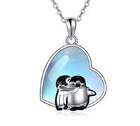 YAFEINI Penguin Necklace Sterling Silver Penguin Heart Pendant Necklace Jewellery Penguins Gifts for Women