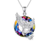 YAFEINI Phoenix Necklace for Women 925 Sterling Silver Crystal Pendant Phoenix Jewellery Gifts for Girls