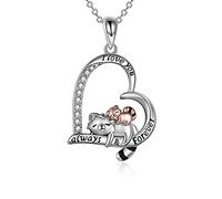 YAFEINI Red Panda Necklace Sterling Silver Mom and Baby Red Panda Pendant Jewellery Gifts for Women Girls