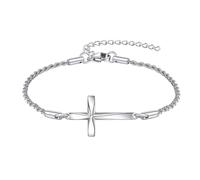 YAFEINI Religious Cross Bracelet 925 Sterling Silver Origami Cross Bracelet Jewelry Gifts for Women