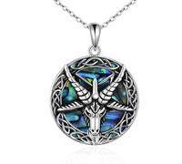 YAFEINI Satanic Necklace Abalone Irish Celtic Goat Inverted Pentagram Pendant Necklace Witch Altar Satanic Jewellery Gifts for Women Girls