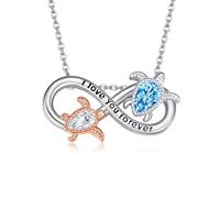 YAFEINI Sea Turtle Necklace for Women 925 Sterling Silver Infinity Pendant Charm Love Forever Jewelry Gift for Her