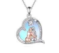 YAFEINI Sister Heart Pendant Necklace 925 Sterling Silver - Sisters Friends Birthday Celebration Graduation Jewelry Gifts for Sister Women Friends