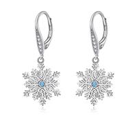 YAFEINI Snowflake Earrings 925 Sterling Silver Celtic Snowflake Dangle Drop Earrings for Women Girls Christmas Jewelry Gifts