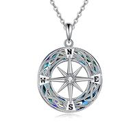 YAFEINI Sterling Silver Celtic Knot Compass Necklace: Graduation, Friendship, Travel Necklace - Inspirational Gift for Women, Men, Teens & Adults