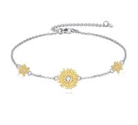 YAFEINI Sunflower Bracelet Sterling Silver Adjustable 18K Gold-plated Bracelet Flower Bracelet Sunflower Jewellry Gifts Woman