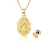 YAFEINI Tree of Life Locket Necklace 925 Sterling Silver Family Tree of Life Abalone/Moonstone/Blue Crystal/Black Onyx/Green Malachite/Mother of Pearl Locket Necklace Holds Pictures for Women Jewelry