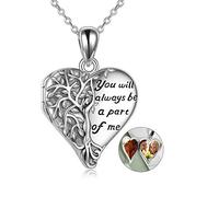 YAFEINI Tree of Life Locket Necklace 925 Sterling Silver Family Tree of Life Abalone/Moonstone/Blue Crystal/Black Onyx/Green Malachite/Mother of Pearl Locket Necklace Holds Pictures for Women Jewelry