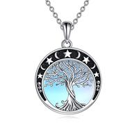 YAFEINI Tree of Life Necklace 925 Sterling Silver Moonstone Celtic Knot Pendant Necklace Jewelry Gifts for Women