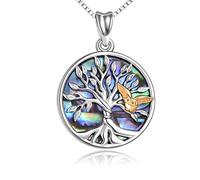 YAFEINI Tree of Life Necklace Sterling Silver Family Tree Pendant Necklace with Owl Jewellery Birthday Gifts for Women Mum Daughter Girlfriend Sister