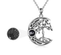 YAFEINI Tree of Life Necklace Sterling Silver I Love You 100 Languages Necklace Tree of Life Pendant Jewelry for Women Gifts