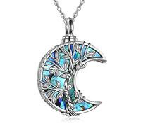 YAFEINI Tree of Life Urn Necklaces for Ashes Sterling Silver Crescent Moon Tree of Life Cremation Jewellery for Ashes Memory Jewelry for Women Men