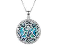 YAFEINI Triple Moon Goddess Necklace 925 Sterling Silver Pentagram Necklace Tree of Life Pendant Pagan Wiccan Magic Amulet Tree of Life Jewellery for Women Men