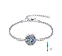 YAFEINI Urn Bracelet For Ashes 925 Sterling Silver Abalone Compass Urn Bracelet Cremation Keepsake Jewerly Gifts For Women Men