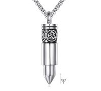 YAFEINI Urn Necklace for Ashes 925 Sterling Silver Bullet Cremation Pendant Celtic Memorial Ashes Jewellery Gift for Men Women (Bullet Urn Necklace)