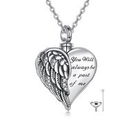 YAFEINI Urn Necklaces for Ashes Sterling Silver Guardian Angel Wings Urn Necklaces Cremation Memory Jewelry for Women Men