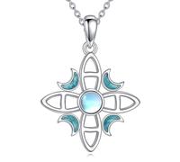 YAFEINI Witch Knot Necklace 925 Sterling Silver Turquoise Necklace Witch Pendant Celtic Pagan Pendant Irish Jewelry Gifts for Women