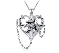 YAFEINI Witches Heart/Layered/Rose/Cross/Choker Pendant Necklace 925 Sterling Silver Gothic Jewellery Goth Halloween Gifts for Women