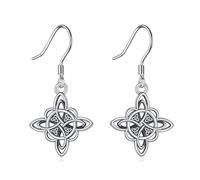 YAFEINI Witches Knot Earrings 925 Sterling Silver Dangle Earrings Celtic Knot Triquetra Trinity Earrings for Women Irish Good Luck Jewellery