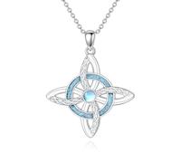 YAFEINI Witches Knot Necklace Sterling Silver Witch Pendant Turquoise Witches Knot Jewellery for Women Nudo De Bruja Amuleto de Proteccion