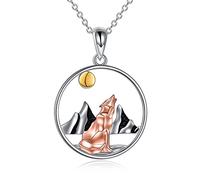 YAFEINI Wolf Origami Necklace Mountain Pendant 925 Sterling Silver Jewelry for Women Girls (Origami Wolf Necklace)