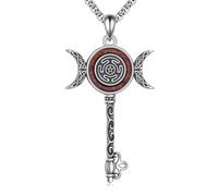 YAFEINI Wood Hecate Necklace S925 Silver Pentagram Necklace Wheel of Hecate Goddess Symbol Paggan Wiccan Wiccan Pagan Jewellery for Women