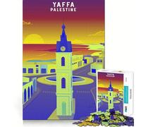 Yaffa Palestine Clock Art 1000 Piece Jigsaw Puzzles Memory Train Fun Smooth Burr Free Surface Entertaining Challenge for Spare Time (50x75cm)