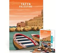 Yaffa Palestine Skyline 1000 Piece Teenager Puzzles Cognitive Train Game Zero Gap Compact Fun for Family Game Time (38x26cm)