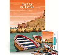 Yaffa Palestine Skyline 1000 Piece Teenager Puzzles Cognitive Train Game Zero Gap Compact Fun for Family Game Time (50x75cm)