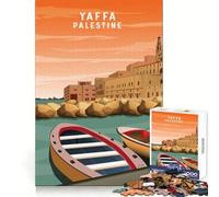 Yaffa Palestine Skyline Jigsaw 1000 Pieces for Teenagers Cognitive Boost Slow Leisure Tight Lock Thoughtful Xmas (38x52cm)