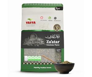 Yaffa - Premium Palestinian Zaatar Thyme Mix - Vegan - Non-GMO - No Additives - Traditional Mediterranean Blend for Rich Flavors in a Re-Sealable Bag - Product of Palestine (250g)