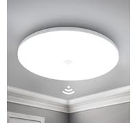Yafido Indoor PIR Twilight Motion Sensor Ceiling Light Fitting 18W 1800LM, IP56 Waterproof Flush LED Porch Lamp 240V, Round 29.5CM/11.6Inch, Hallway Stairway Garage, Cool White 6500K