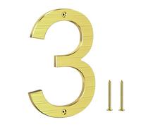 Yafimea 8 Inch Gold Large House Numbers for Outside, Metal Modern Home Address Numbers for House, Aluminium Exterior Floating House Numbers for Wall Street Garage Gate (3)