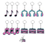 YAFIYGI 12Pcs Music Themed Party Favors Keychains Musical Note Key Chain Supplies Dancing Rockstar Party Ideas Trinket Prizes Piano Favor Chains for Adults