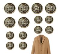 YAFIYGI 14Pcs Vintage Buttons Antique Metal Set for Clothes Replacement Blazer Jacket Suit Buttons for Men Women Western Style Old Gold Button Pack in 15mm 20mm Sizes for Coats and Uniforms