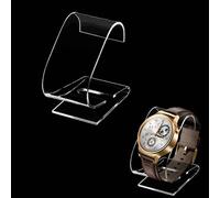 YAFIYGI 2 PCS Watch Display Stand Clear Single Holder Rack Acrylic Watch Case Organizer Storage Stands for Men Women Bracelet Jewelry Shelf Displaying Watches Neatly on Desk Drawer or Dresser