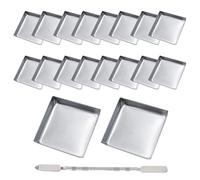 YAFIYGI 20Pcs Empty Eyeshadow Pans and 1 Depotting Tool for Makeup Palette 26mm Square Metal Pan Containers for Depotting Refillable IronTray for Watercolor Use Empty Makeup Palette Accessories