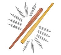 YAFIYGI Dip Pens 14 Pcs Dip Pen Nibs Set with Wooden Holder Comic Pen Nib Set G-Pen Spoon Pen School Pen Nihon pen Stainless Steel Nibs Gift for Calligraphy Drawing Writing Painting Signing Sketch