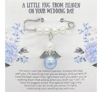 YAFIYGI Something Blue Angel Bride Charm for Bridal Bouquet Wedding Memory Charm from Mom and Dad Memorial Charms for Bride Remembrance Something Blue and Angel on Wedding Day