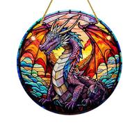 yafuidil Acrylic Stained Hanging - 1Pcs Purple Dragon Theme Acrylic Window Hanging Stained Glass Window Hanging for Indoor Outdoor Decor, Garden Decoration or Housewarming Gift