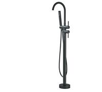 YAGATAP Freestanding Bathtub Faucet Floor Mount Tub Filler Matte Black High Flow Shower Faucets with Handheld Shower Mixer Taps Swivel Spout