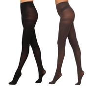 YAGAXI Semi Opaque Control Top Pantyhose for Women - 2 Pairs High Waist 40D Women's Tights(Grey,XL)