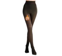 YAGAXI Women's Thermal Tights, Lined Fleece Thick Tights, Women's Winter, Fake Translucent, black, S