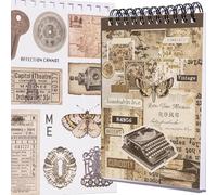 YagCu Vintage Washi Sticker Book for Journaling, 50 Sheets 604Pcs Pre-Cut Dark Academia Scrapbook Stickers, Ephemera for Junk Journal Supplies, Scrapbooking Crafts Arts Bujo for Adults