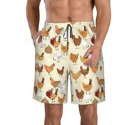 yagDAA A Brood of Chickens Print Mens Shorts Casual Men's Flat Front Shorts Quick-Dry Shorts for Summer Athletic Beach Gym White
