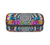 yagDAA Abstract Mushroom Colorful Mandala Print Oxford Cloth Pencil Case Large Capacity Pencil Pouch Box Bag for College Work Travel