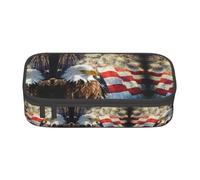 yagDAA American Flag Fire Eagle Print Oxford Cloth Pencil Case Large Capacity Pencil Pouch Box Bag for College Work Travel